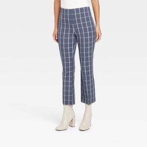 a new day plaid high rise kick flare stretch pants size:8